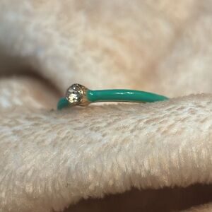 Dainty Green and Gold-Played Ring with Small CZ Stone